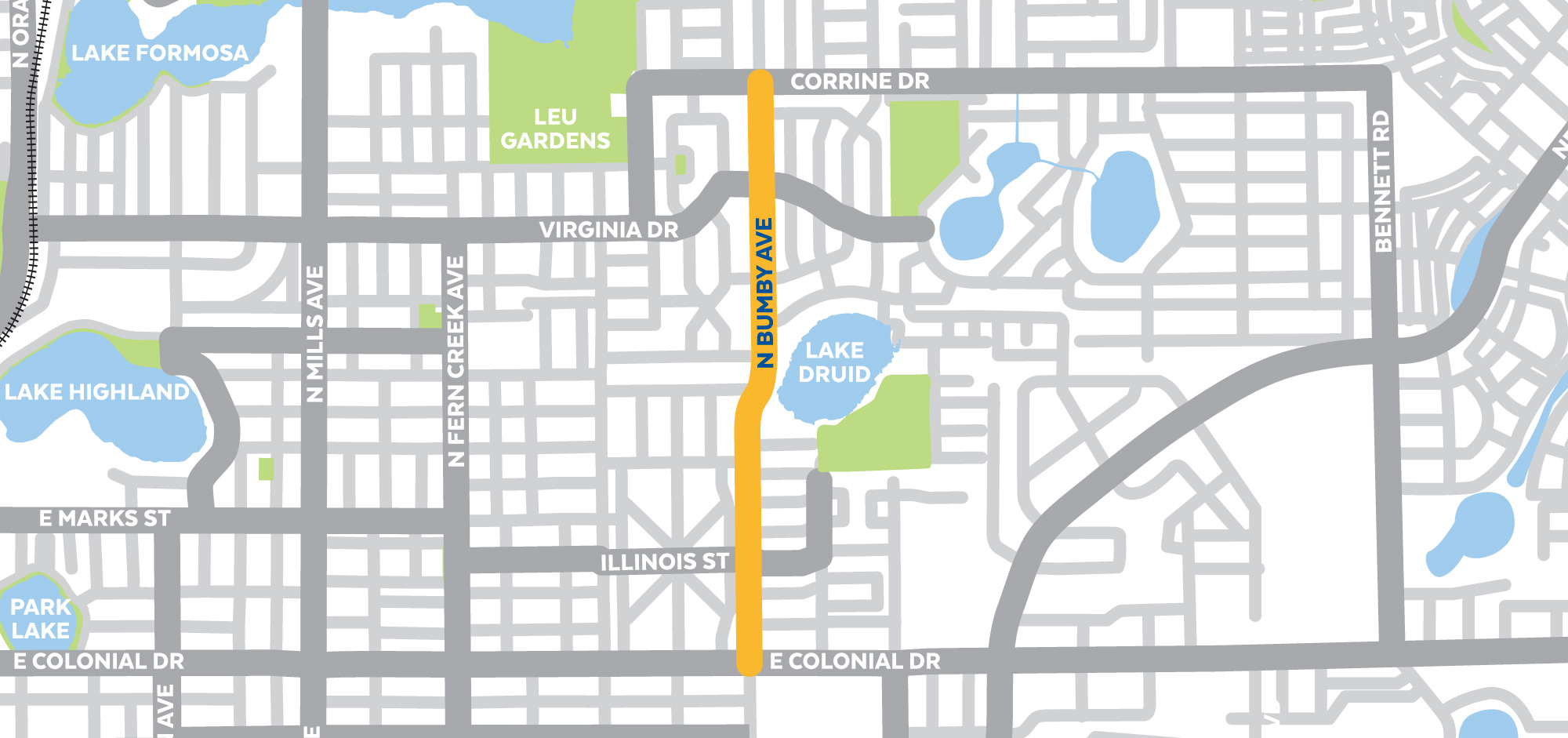 Map of the safety improvements coming to Bumby Avenue