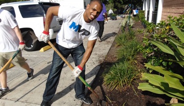 A volunteer working at an event