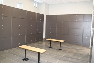 Locker room area with benches