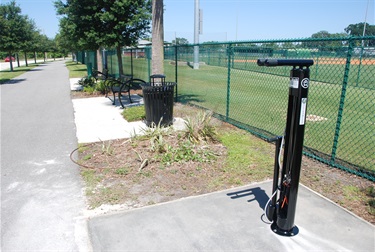 Bike repair station at the Downtown Loop