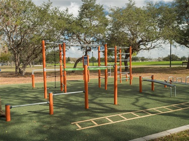 Fitness station at Blue Jacket Park