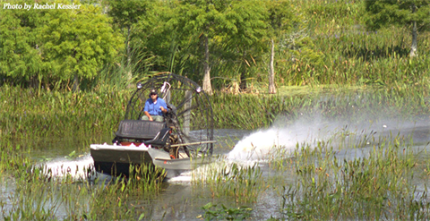 Man driving an air boat