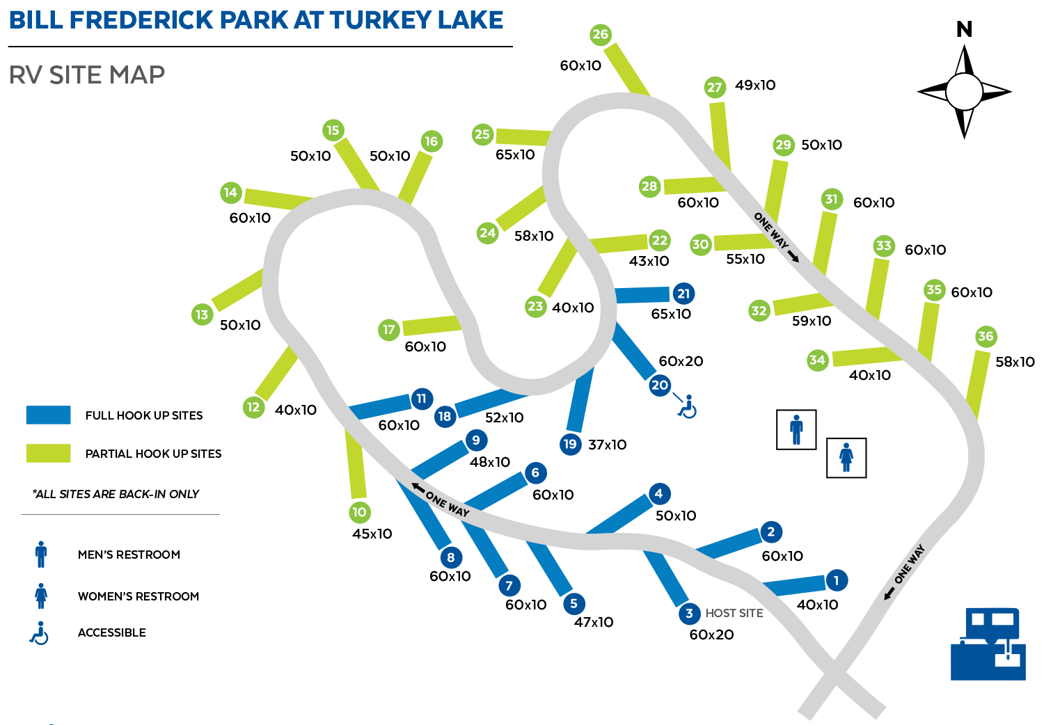 Map of RV sites at Bill Frederick Park