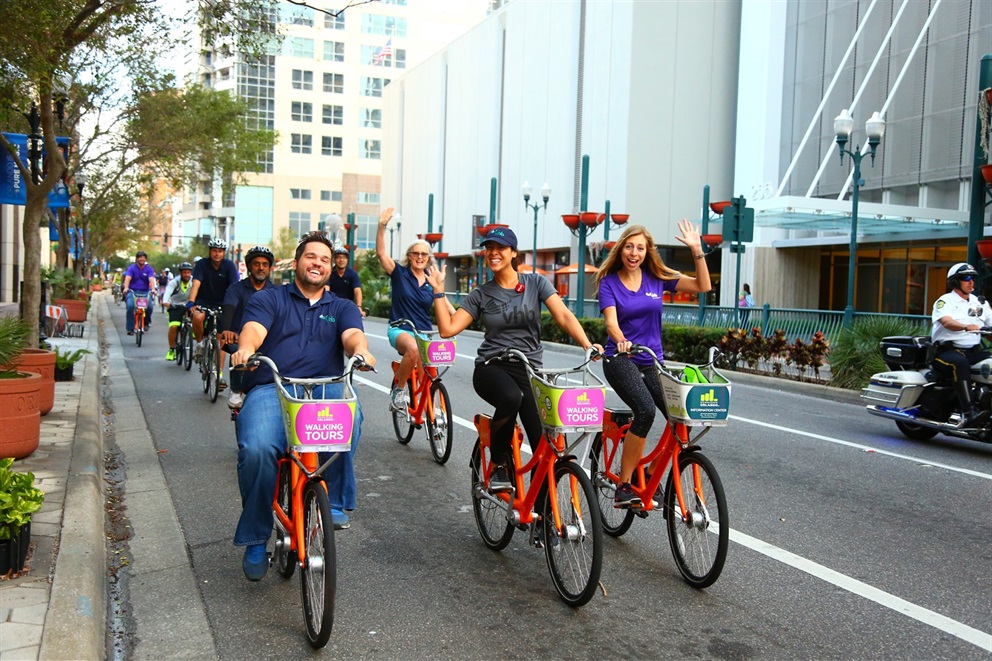 Cyclists riding on Orange Avenue during Bike to Work Day 2017