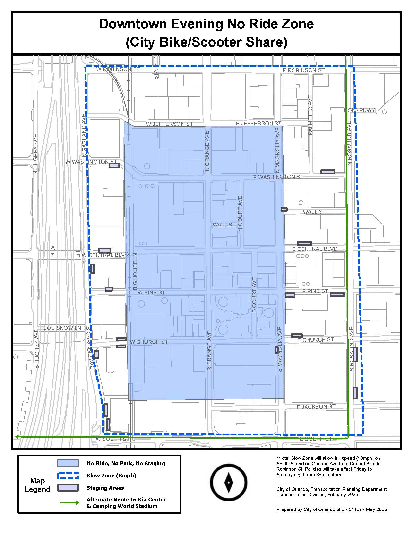 Map of Downtown Micromobility No Ride Zone
