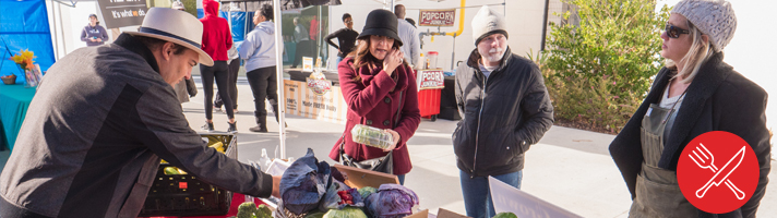 local food represented by a farmers market